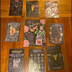 Bundle of 9 metal drink signs